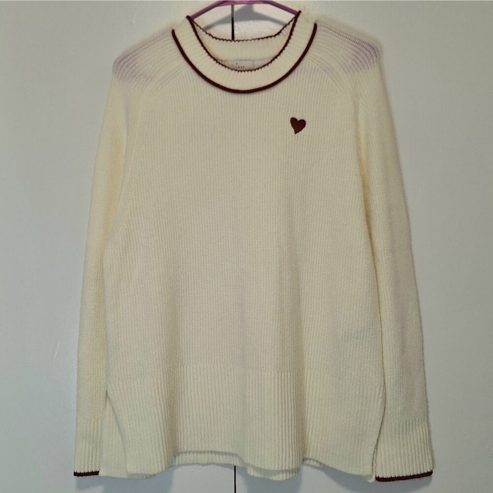 a new day Cream Heart Sweater Size Large